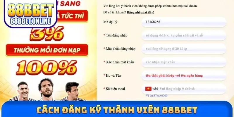 Cách đăng ký thành viên 88bbet
