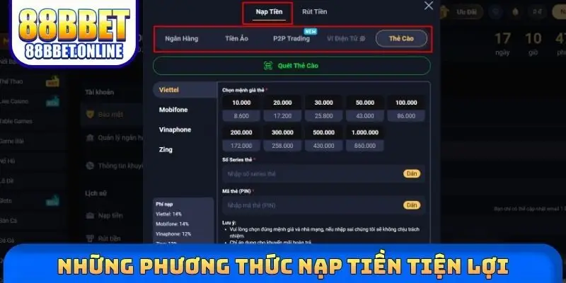 Những phương thức nạp tiền tiện lợi